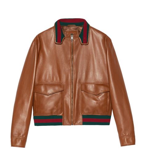 buy gucci leather jacket|gucci bomber jacket men's.